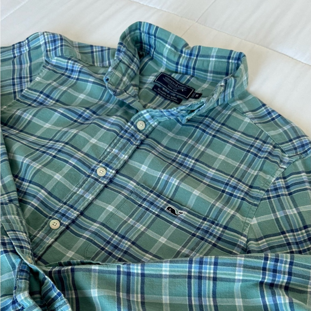 Vineyard Vines - Fall 2022 Collection - green plaid, Men’s Medium Button Down